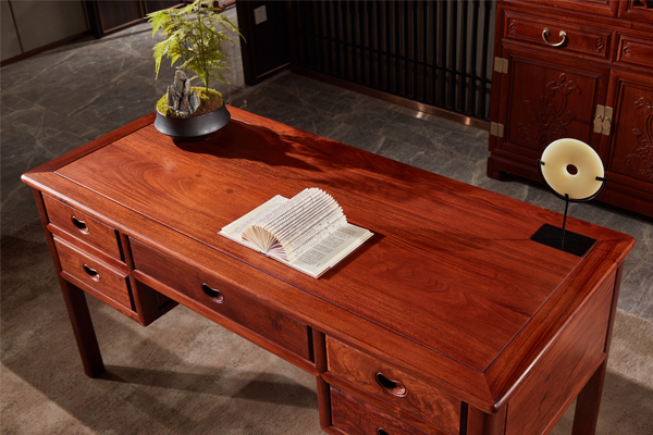 雅宋紅木--1.53米五抽辦公臺